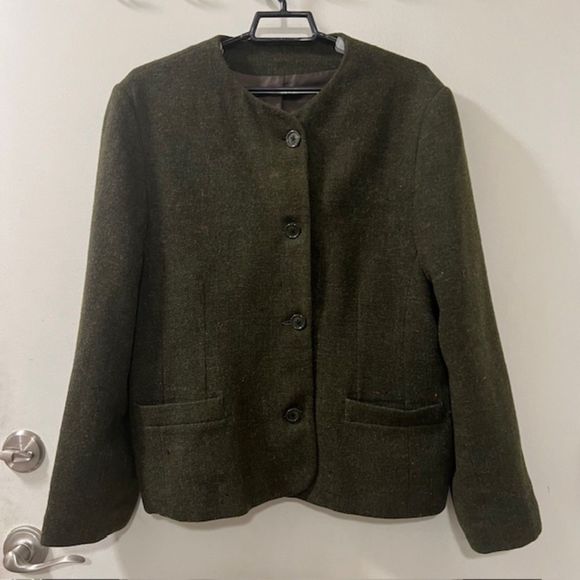 VTG Moffat Woollens Scotland Green Donegal Suit Jacket Wool Blazer Size LG - Picture 3 of 11